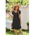 thumbnail image 3 of Zeagoo Women Dress Casual T Shirt A Line Mini Simple Solid Sundresses with Sleeve, 3 of 7