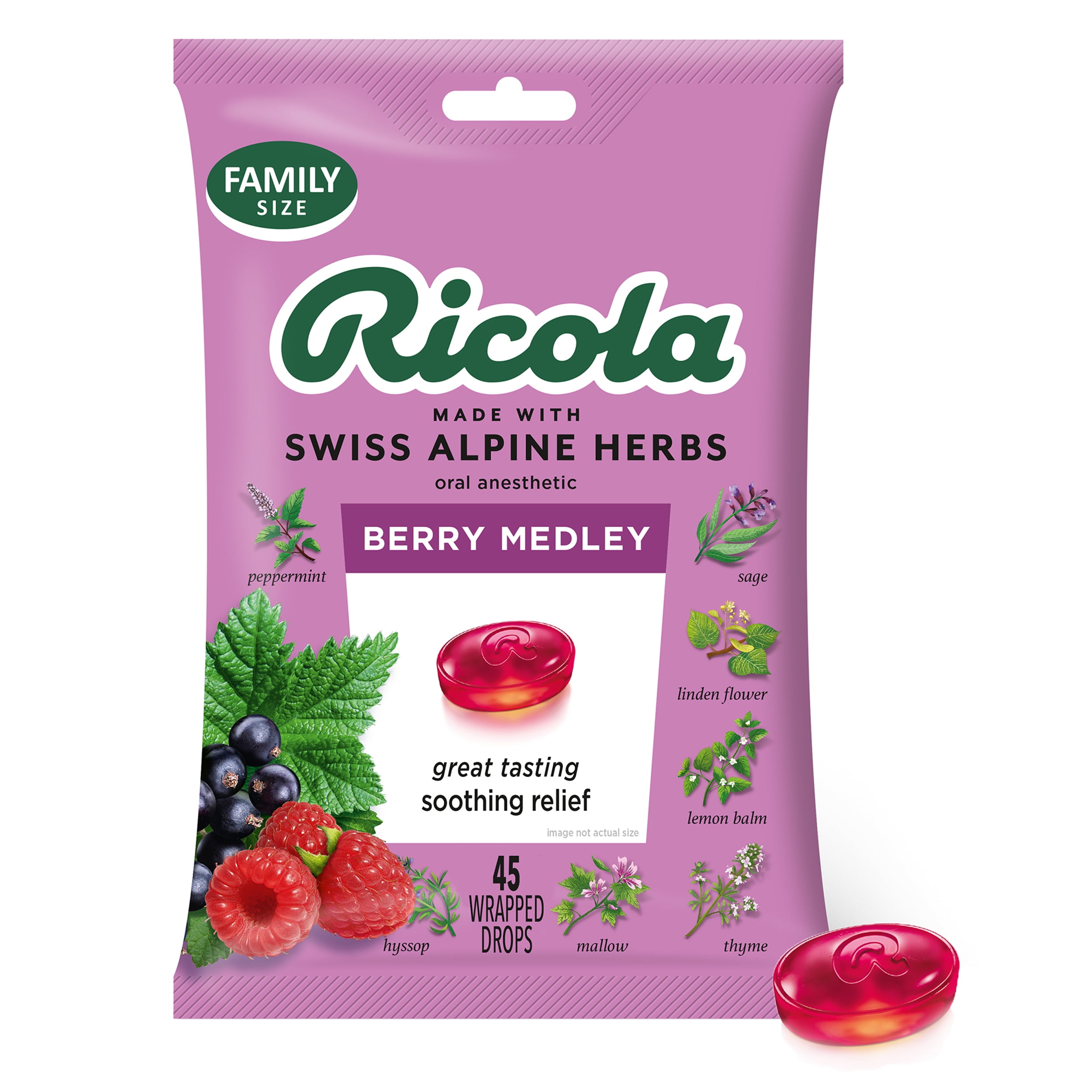 Ricola Berry Medley Throat Drops, 45 Count