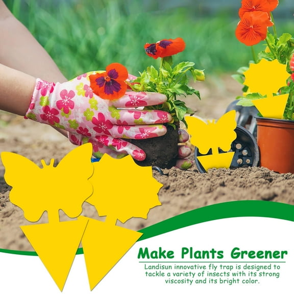 Fruit Fly Traps, Double-sided Fungus Gnat Traps Yellow Sticky Insect Fly Traps - Wide Range Of Long-lasting Sticky Insect Board for Potted Plants, Gardening & Farming - Butterfly Shaped