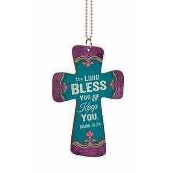 Car Charm-Cross-The Lord Bless You w/Chain (2.75 x 4)