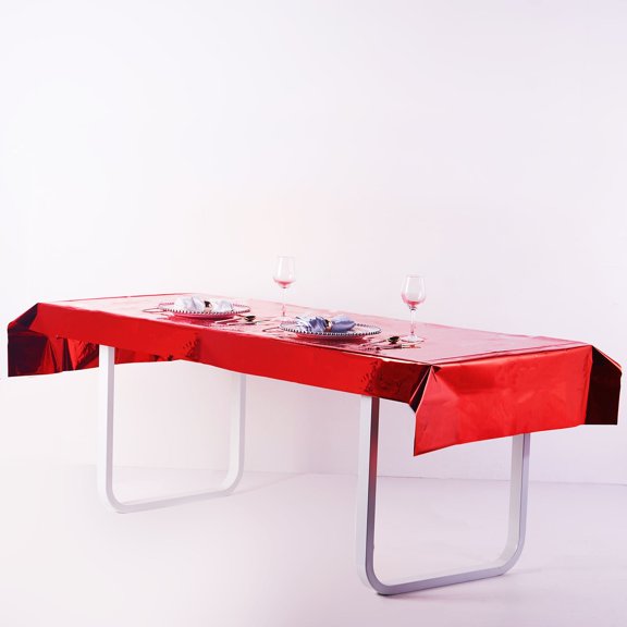 Efavormart 40"x90" Red Metallic Foil Rectangle Tablecloth, Disposable Table Cover for Wedding, Baby Showers, Birthday, Party, Banquet, Table Decorations