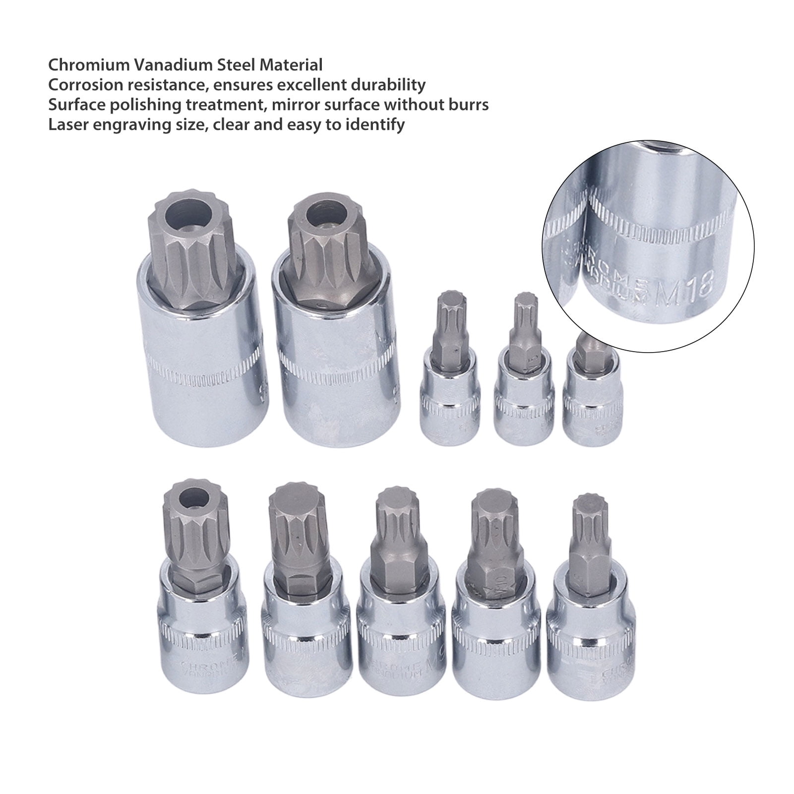 Utoolmart 3/8" Drive 7mm 6-Point Shallow Socket - Chrome Vanadium Metric Socket 1 Pc