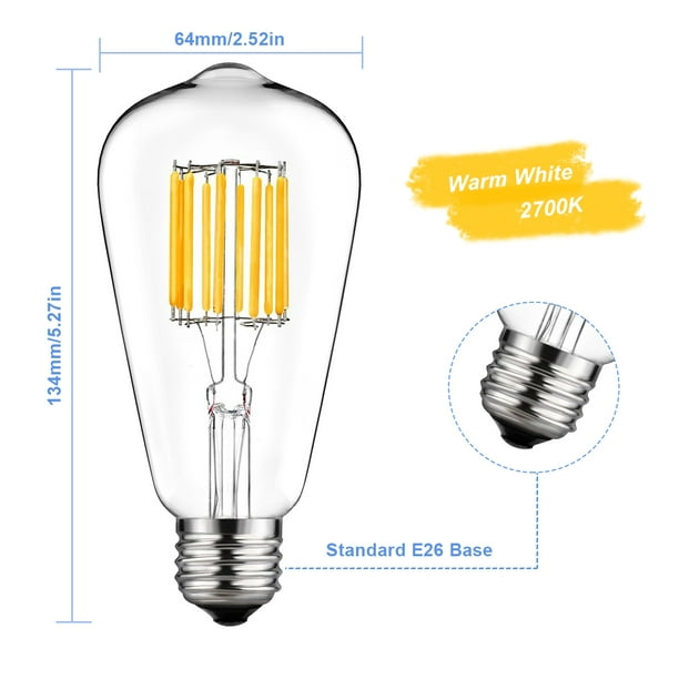 Ampoules Led E27 A60 12w Équivalent à 100w, Base à vis Edison