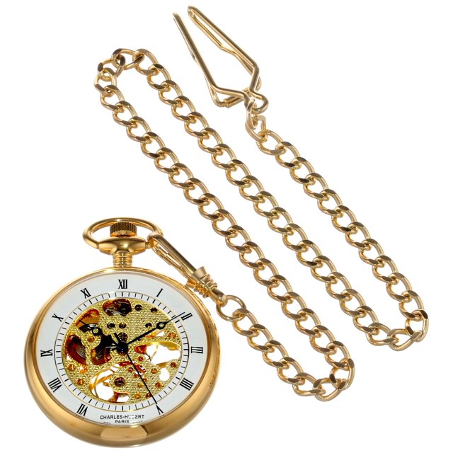 Charles-Hubert, Paris Gold-Plated Open Face Mechanical Pocket Watch