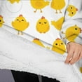 thumbnail image 3 of Oversized Wearable Blanket Hoodie,Yellow Chicken Pattern Sherpa Blanket Hoodie with Super Pockets,Super Warm Fuzzy Pullover for Women & Men, 3 of 6