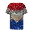 thumbnail image 5 of UVEASISHA Sequin Henley Shirts for Women Short Sleeve Patriotic Graphic Tees 4th of July Causal Party Tops Multicolor XL, 5 of 5
