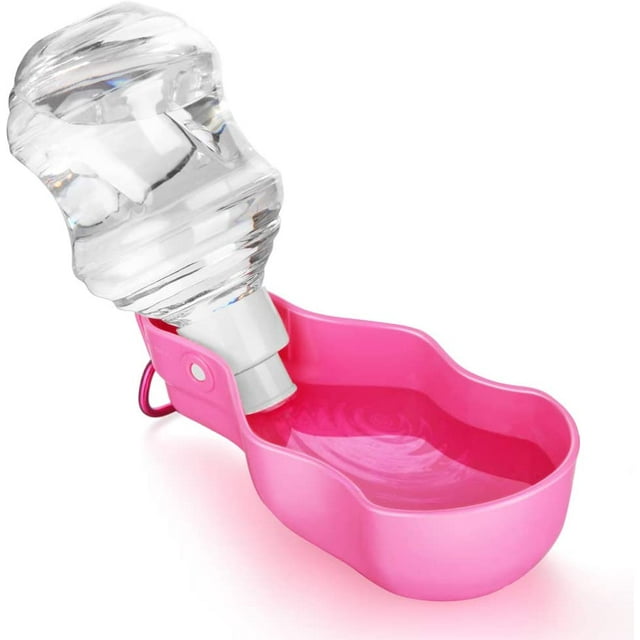 Botella de agua para perros Botella de agua de viaje para Accesorio de soporte Tazón para botella de bebida de viaje para perros y gatos, Taza para beber al aire libre para mascotas Rosa oso de fresa Juguete