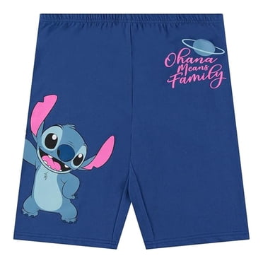 Disney Women's Lilo and Stitch Shorts, Graphic Print Sports Spandex Stitch Biker Shorts Mellow Blue - M