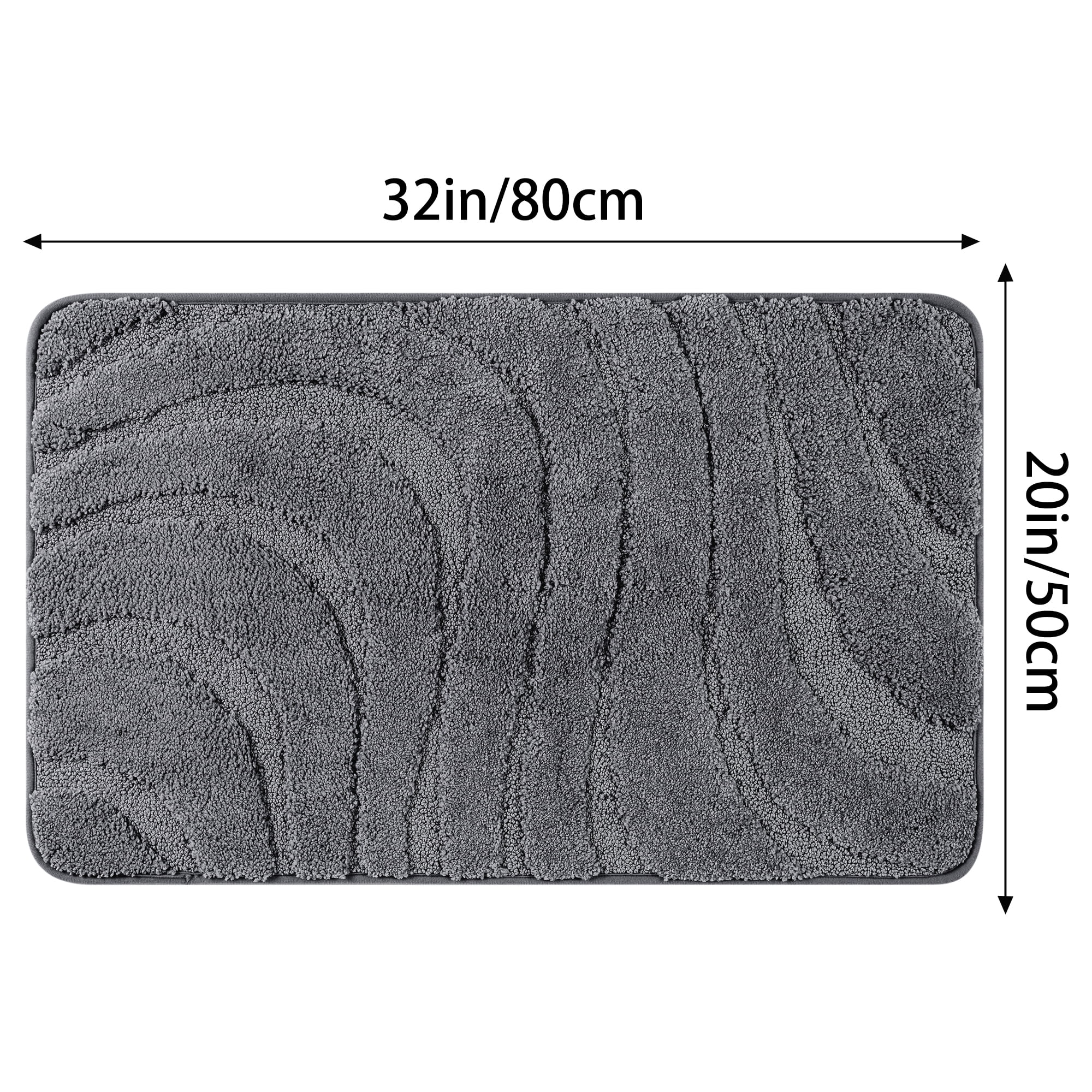 Unique Bargains 2 Pcs Geometry Absorbent Bathroom Rug Light Gray/Dark Gray 20" x 32"