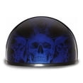 thumbnail image 2 of Daytona Helmets D6-SFB ‘Skull Cap’ with Blue Skull Flames Half Face Helmet Black, 2 of 7
