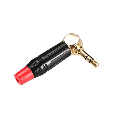Gold Plated Brass Connector - 3.5mm Stereo Male Jack Solder Connector Right Angle Audio Video Power Adapter Gold Plated Brass