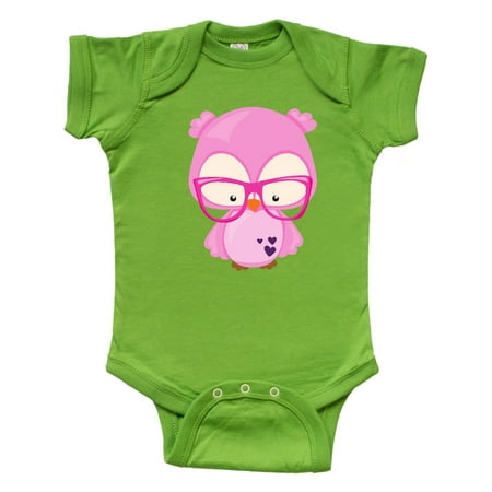 

Inktastic Valentine s Day Owl Pink Owl Glasses Hearts Gift Baby Boy or Baby Girl Bodysuit