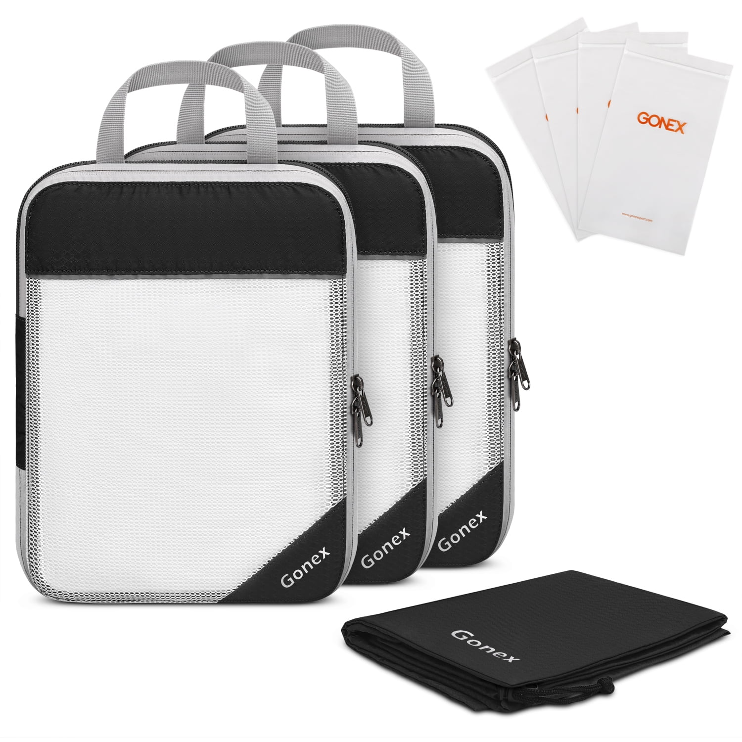 Compression Packing Cubes Set Travel Suitcase Luggage Organizer Storage Mesh Bag 