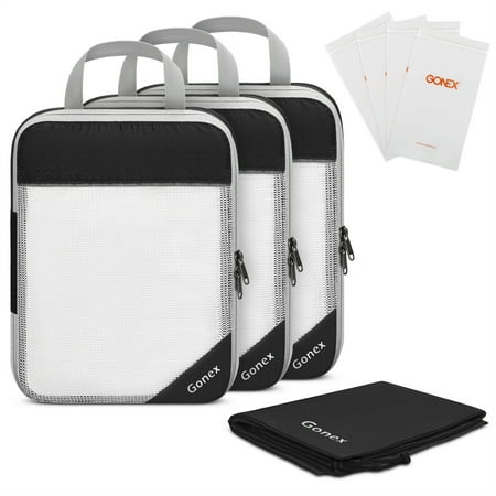Gonex Compression Packing Cubes Set, Travel Suitcase Luggage Organizer 3pcs+ Shoe Bag+ 4 Zip