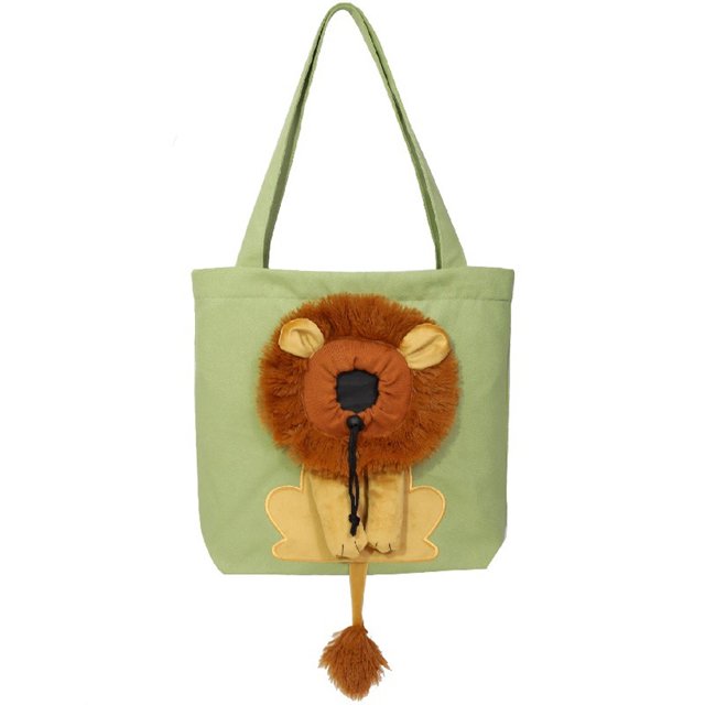 Sacs de Transport de Chat pour Animaux de Compagnie Dessin Animé Mignon Lion Conception Trou Réglable Taille Portable Sac à Main de Voyage Sortant Respirant