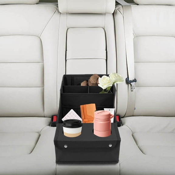 Grusce Car Backseat Organizer, Large Capacity Foldable Car Front Seat Storage Organizer with Multiple Compartments and 2 Handles for Snacks Toys