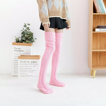 

Costyle Women s Knit Thigh High Boot Socks Extra Long Winter Stockings Leg Warmers Pink