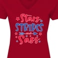 thumbnail image 4 of Inktastic 4th of July Stars Stripes and Sass Blue and Red Stars Women's V-Neck T-Shirt, 4 of 5