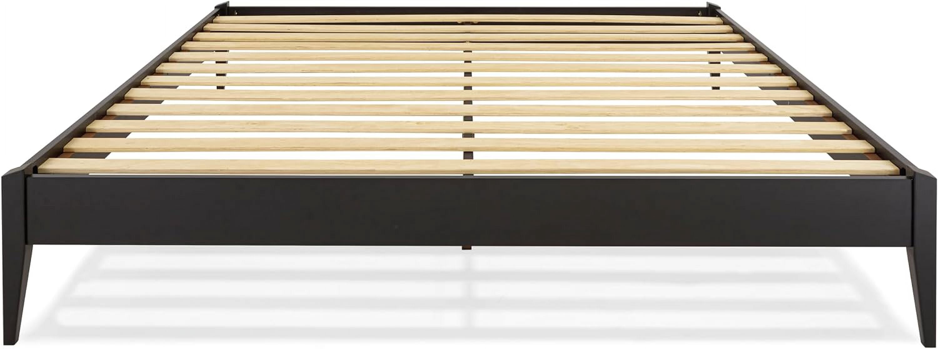 Dinkee King Platform Bed Frame Wood 15 Inch - Solid Wood Bed Frame - Modern & Minimalist Style - 12 Strong Wood Slat Support - Easy Assembly - No Box Spring Needed - Black