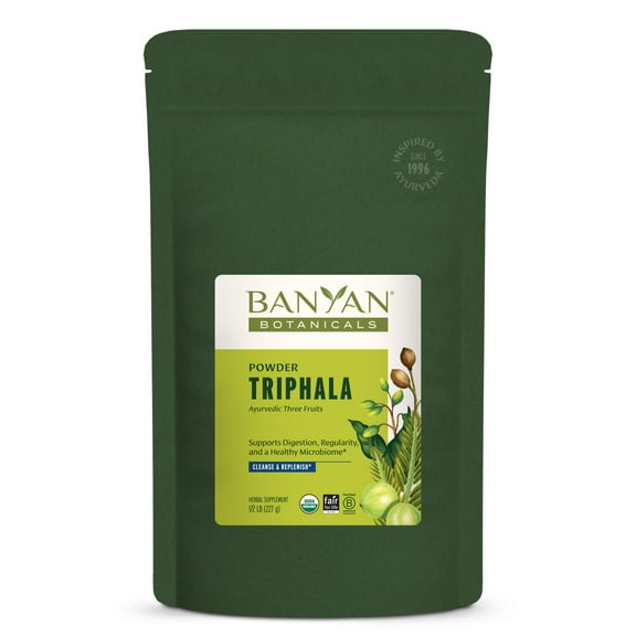 Banyan Botanicals Triphala Powder - Organic Digestion Supplement with Amla, Haritaki & Bibhitaki – Digestion, Colon Support & Healthy Gut Microbiome* – 1/2 lb – Non-GMO Sustainably Sourced Vegan