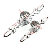 2pcs Crystal Cabinet Knobs Drawer Dresser Handles Diamond Glass Pulls with Screws, (Small, Silver)