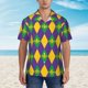 thumbnail image 2 of Fotbe Mardi Gras Camisa Hawaiana para Hombre Unisex – Camisa Casual de Verano con Botones de Manga Corta de Algodón y Lino,Large, 2 of 7