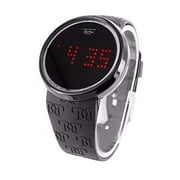 Touch Screen Watch Silicone Black Band Mens Techno Pave LED