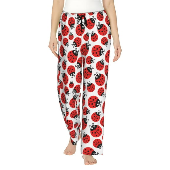 Saiise Cartoon Ladybug Womens Pajama Pants Stretch Comfy Lounge Pants Drawstring Sleep Bottoms with Pockets-Small