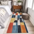 thumbnail image 5 of Abstract Stitching Runner Rugs 2x6 ft White Orange Blue Stripe Art Washable Hallway Rugs Non-Slip Floor Mats Absorbent Carpet Bedside Runners for Bedroom Kitchen Bathroom Laundry Room, 5 of 9