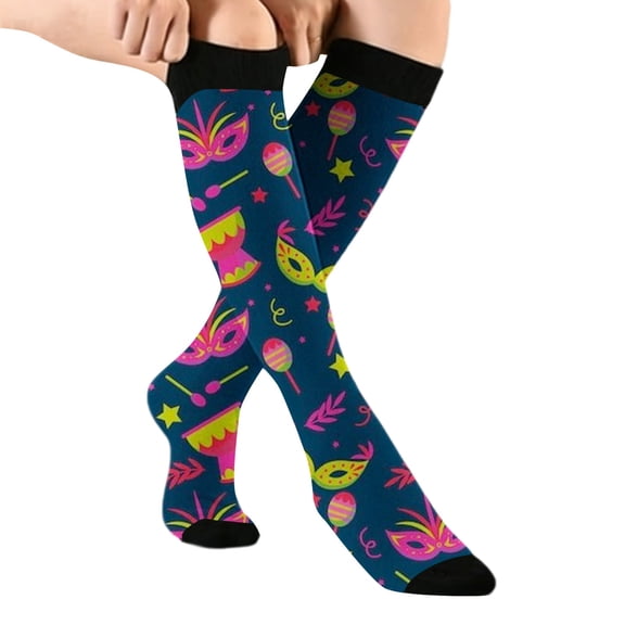 Carnival Compression Socks for Women Comfortable Support Opaque Soft Closed Toe Fall Fashion Running Thigh High Stockings Hot Pink