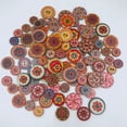 thumbnail image 2 of (15 mm) 100 piezas de botones aleatorios mezclados con pintura de flores, formas redondas, botones Retro de madera, colores surtidos para hacer manualidades DIY, 2 of 5