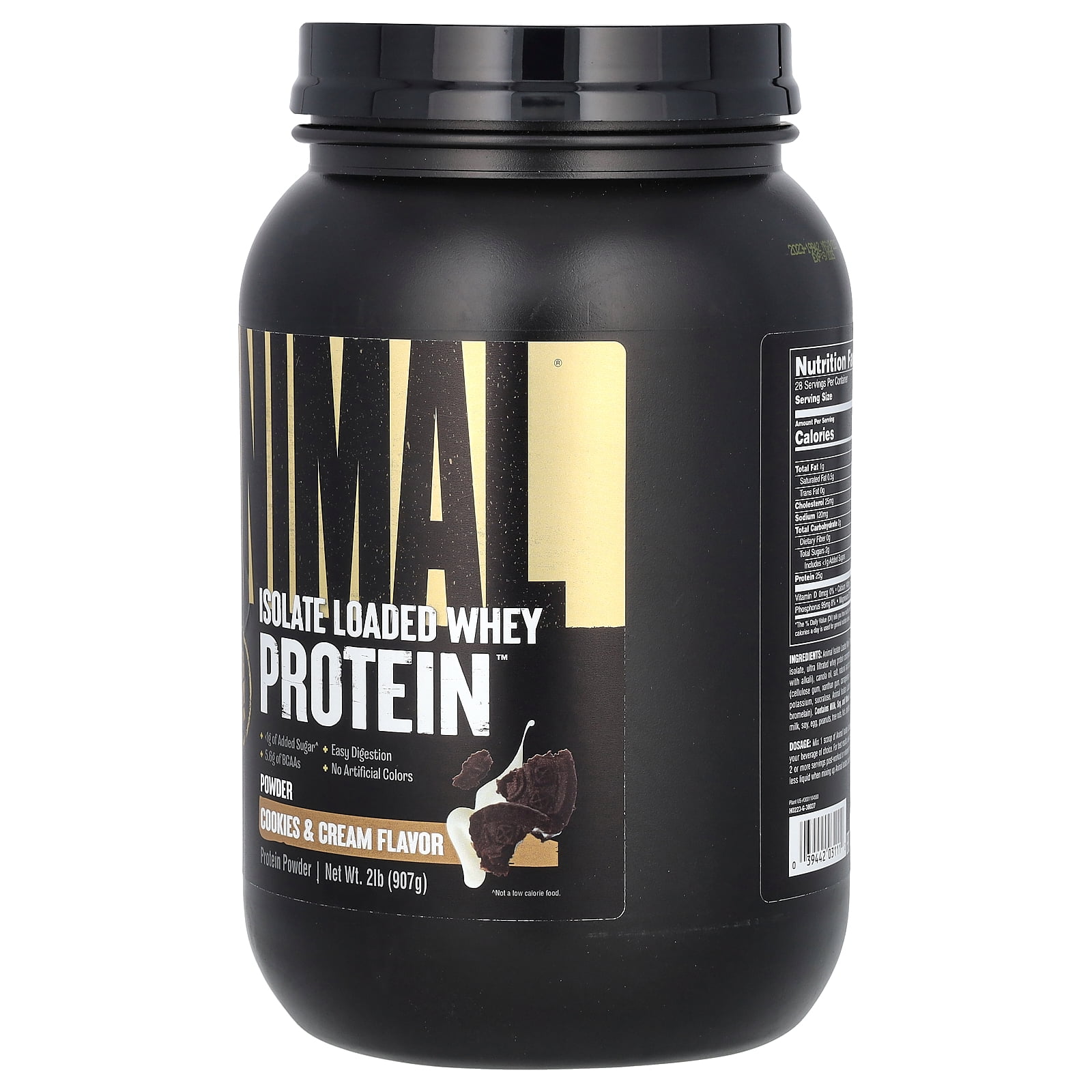 Animal Isolate Loaded Whey Protein Powder, Cookies & Cream, 2 lb (907 g)