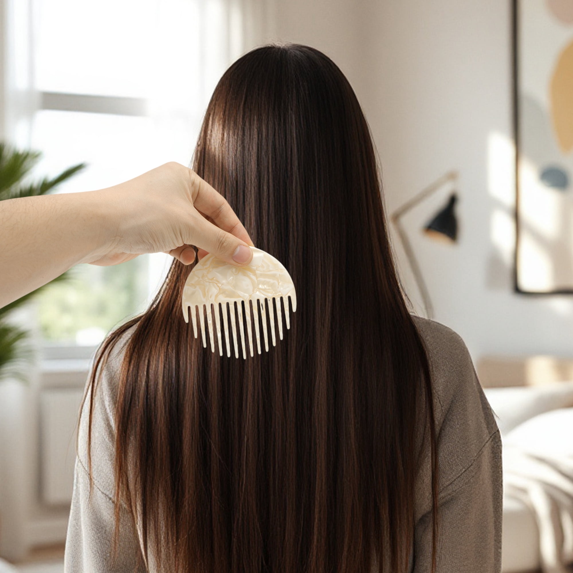 Unique Bargains 1 Pc Durable Convenient Round Hair Comb for Styling Detangling Yellow