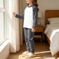thumbnail image 5 of Cethrio Girls Pajama Sets, Fall Winter Color-blocking 2 PC Long Sleeve Thermal Underwear Sets Size 5-6 Years Gray, 5 of 8