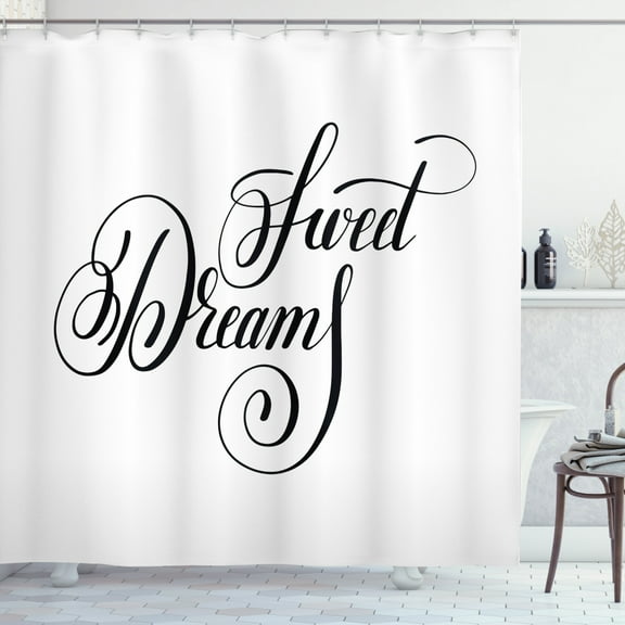 Ambesonne Saying Shower Curtain, Modern Handwriting, 69"Wx70"L, Black and White