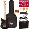 Rise by Sawtooth Left Hand Full Size Beginner's Electric Guitar with Gig Bag & Accessories, Transparent Black