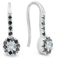 thumbnail image 1 of 1/4ct Treated Black Diamond Dangle Drop Studs Earrings 10K White Gold, 1 of 2