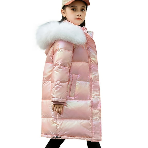 Mercatoo Girls Long Winter Parka Coats Padded Insulated 𝐅aux-F𝐮r Puffer Jackets Kids 𝗦now Ski down Outwear Quilted Warm Coats
