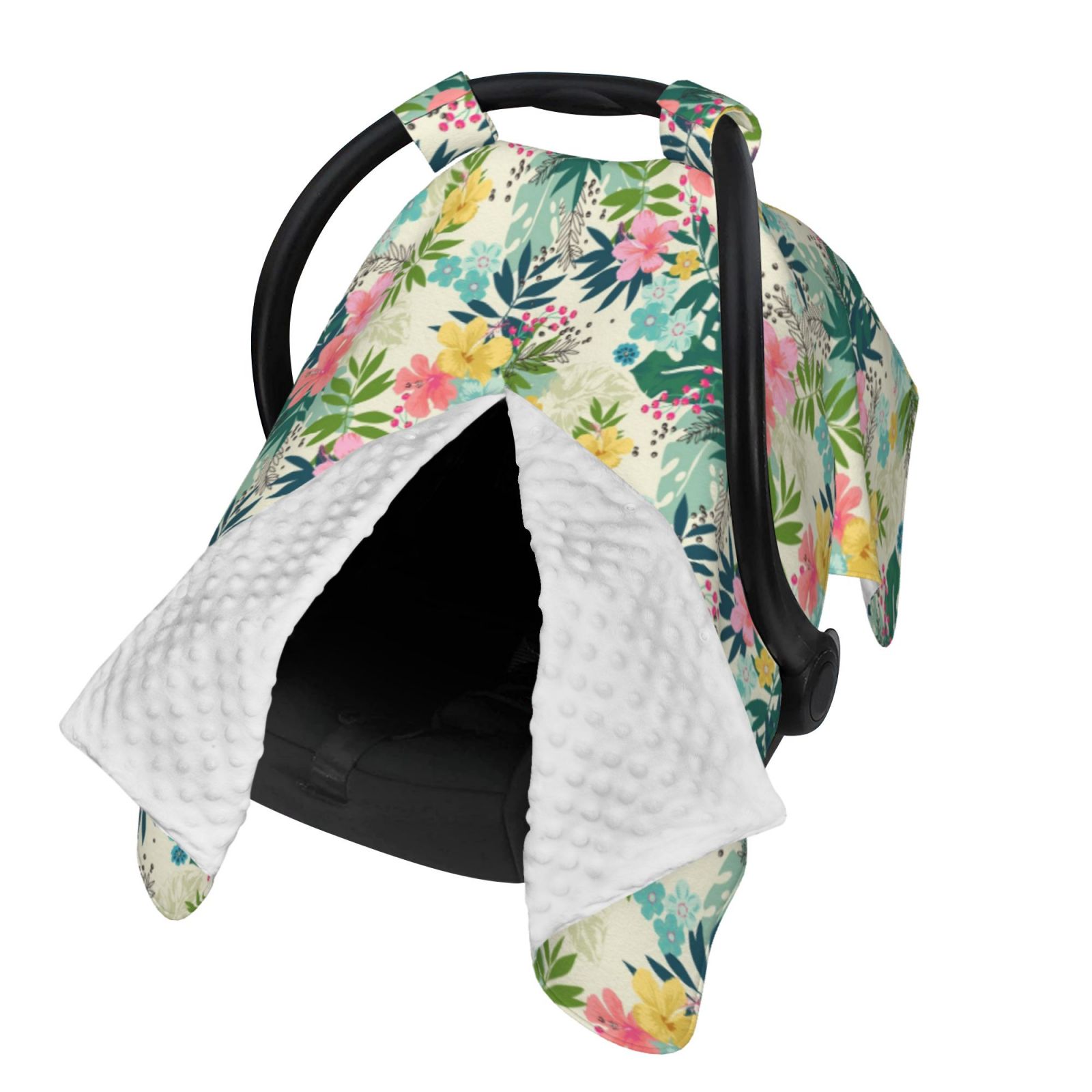 Naloa Tropical Flowers Baby Car Seat Cover, Breathable Baby Carrier Cover, Multiuse Baby Carrier Cover & Nursing Breastfeeding Cover