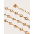thumbnail image 4 of 1pc Women's Hollow-Out Floral Shape Waist Chain With Rhinestone Details, Can Be Paired With Dresses For Daily Wear, 4 of 5