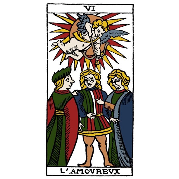 Tarot Card The Lovers. /N'The Lovers (Passion).' Woodcut, French, 16Th