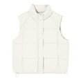 thumbnail image 3 of Dasayo Puffer Coats for Women White Plus Size Zip up Waistcoat Sleeveless Buttons Elastic Hem Vests for Women 2025 M, 3 of 3