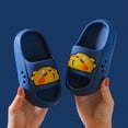 thumbnail image 2 of kpoplk Kids Lightweight Soft EVA Non-Slip Slides Slippers Open Toe Comfy Sandals for Toddler Boys Girls Children Bathroom Shower Summer Pool Beach Slippers(Blue,7), 2 of 7