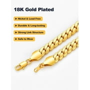 Men Stainless Steel Necklace Cuban Link Chain, Flat Curb Chain Necklaces Unisex, Silver/Black/Gold Plated Chunky Hip Hop Neck Chain, 6mm/9mm Width, 18-32 Inches Length Jewelry for Mens Women