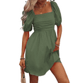thumbnail image 2 of Women'S Puff Short Sleeve Boho Dress Square Neck Summer A Line Dresses Green M, 2 of 7