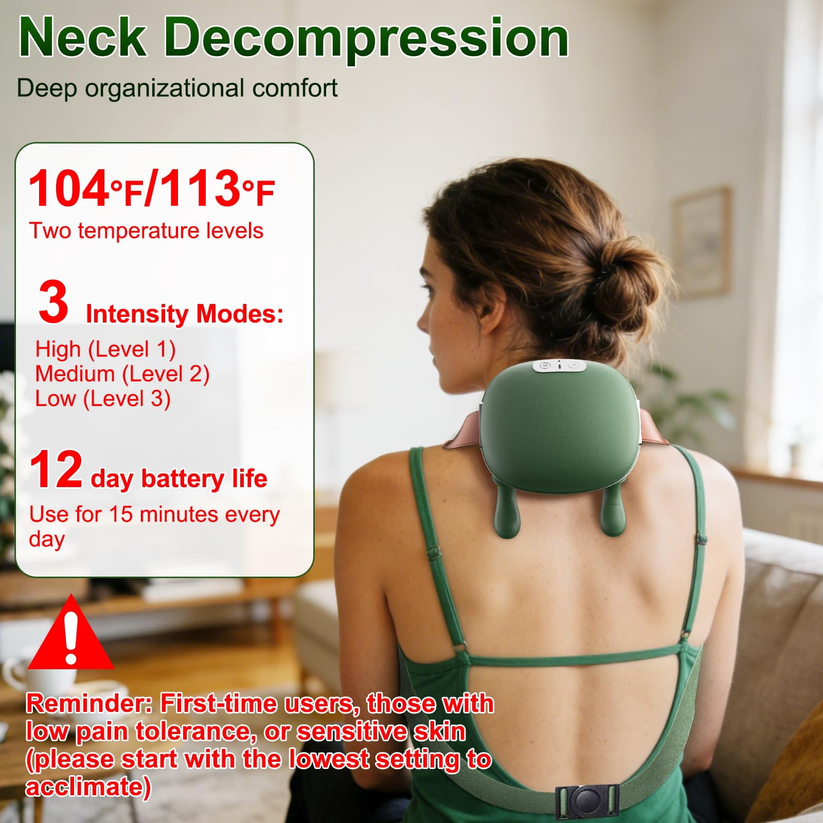 Bionic Finger Deep Tissue Neck Massager for Pain Relief – Cordless Portable Shiatsu Shoulder Massager with Heat & Compression for Home Office Car Travel