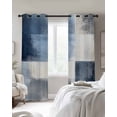 thumbnail image 3 of Navy Blue Grey Ombre Blackout Curtains 54 Inches Long for Bedroom, Modern Oil Painting Abstract Thermal Insulated Room Darkening Black Out Window Curtain Panels Grommet Drapes for Living Room, 3 of 8