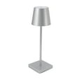 thumbnail image 3 of Lámpara táctil LED, moderna, sencilla, recargable, de alto brillo, regulable, interruptor táctil, lámpara de mesa inalámbrica para restaurante, bar, plateado, 3 of 5