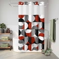 thumbnail image 6 of No Hook Shower Curtain, Red Grey, Shower Curtains for Bathroom with See Through Top Window, Abstract Retro Middle Century Geometric Art Waterproof & Washable Bath Curtain Stand Up Stall 36"x72", 6 of 9