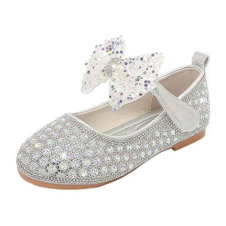 

Sunhillsgrace Girls Dress Shoes Children Shoes Spring And Autumn Rhinestone Soft Bottom Baby Shoes Bowknot Small Leather Shoes